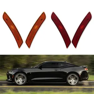 4PCS Amber Front & Red Rear Side Marker Lights Housing For Chevy Camaro SS RS LT LS 2016 2017 2018 2019 2020 2021 2022 2023 2024 Replace OEM # GM 23169181 23169182 20896549 20896550