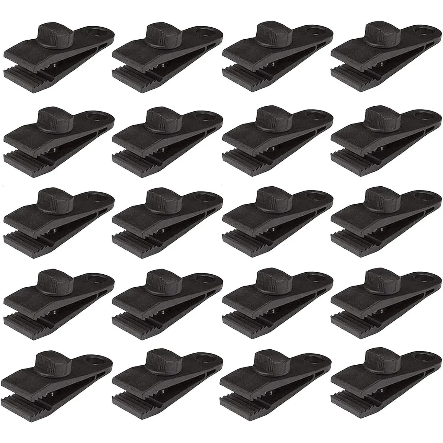 20-Piece Sturdy PA Synthetic Heavy-Duty Lock Grip Tarp Clips - 60mph Wind-Resistant, Easy-to-Use Clamps with Secure Holds for Canopy Roofing, Wide Usage in Outdoor Essentials
