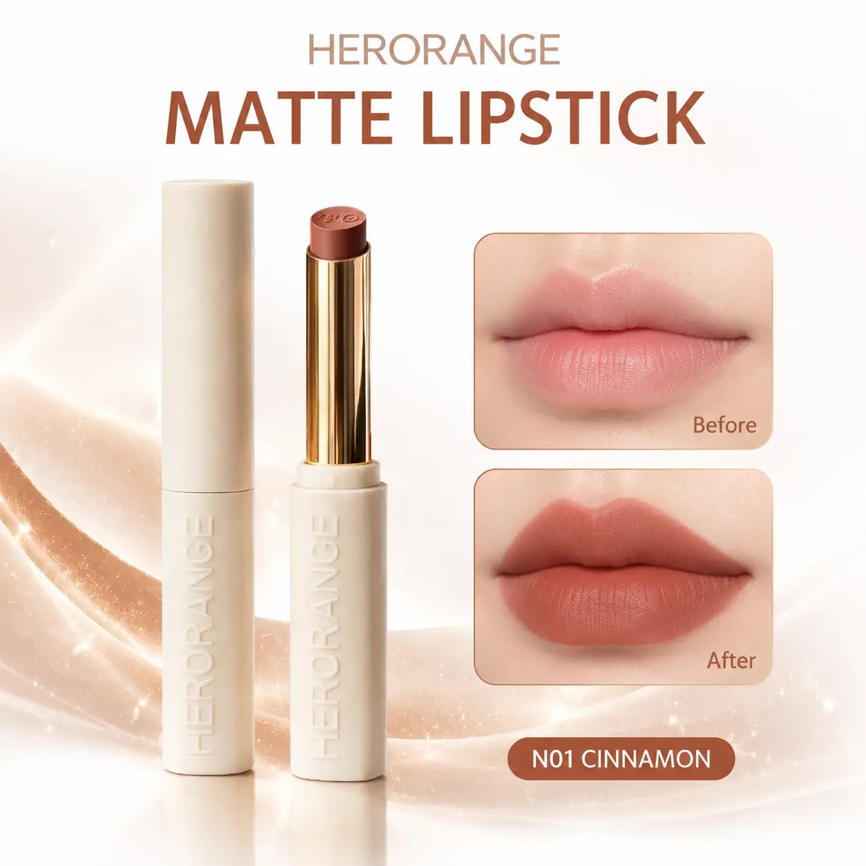 HERORANGE 5-Piece Velvet Lipstick Set｜Plant-Based Squalane Hydrating Matte｜Non-Sticky 24H Wear Transfer-Proof｜Orange Pink Universal Shades｜Gentle Lip Care for All Skin Types｜Ideal Gift for Her｜#lipstick #makeup
