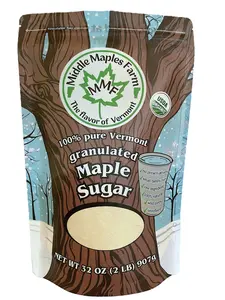 Middle Maples Farm Organic Maple Sugar 2lb Resealable Pouch Pure Vermont Granulated with Caramel Toffee Notes & Health Benefits