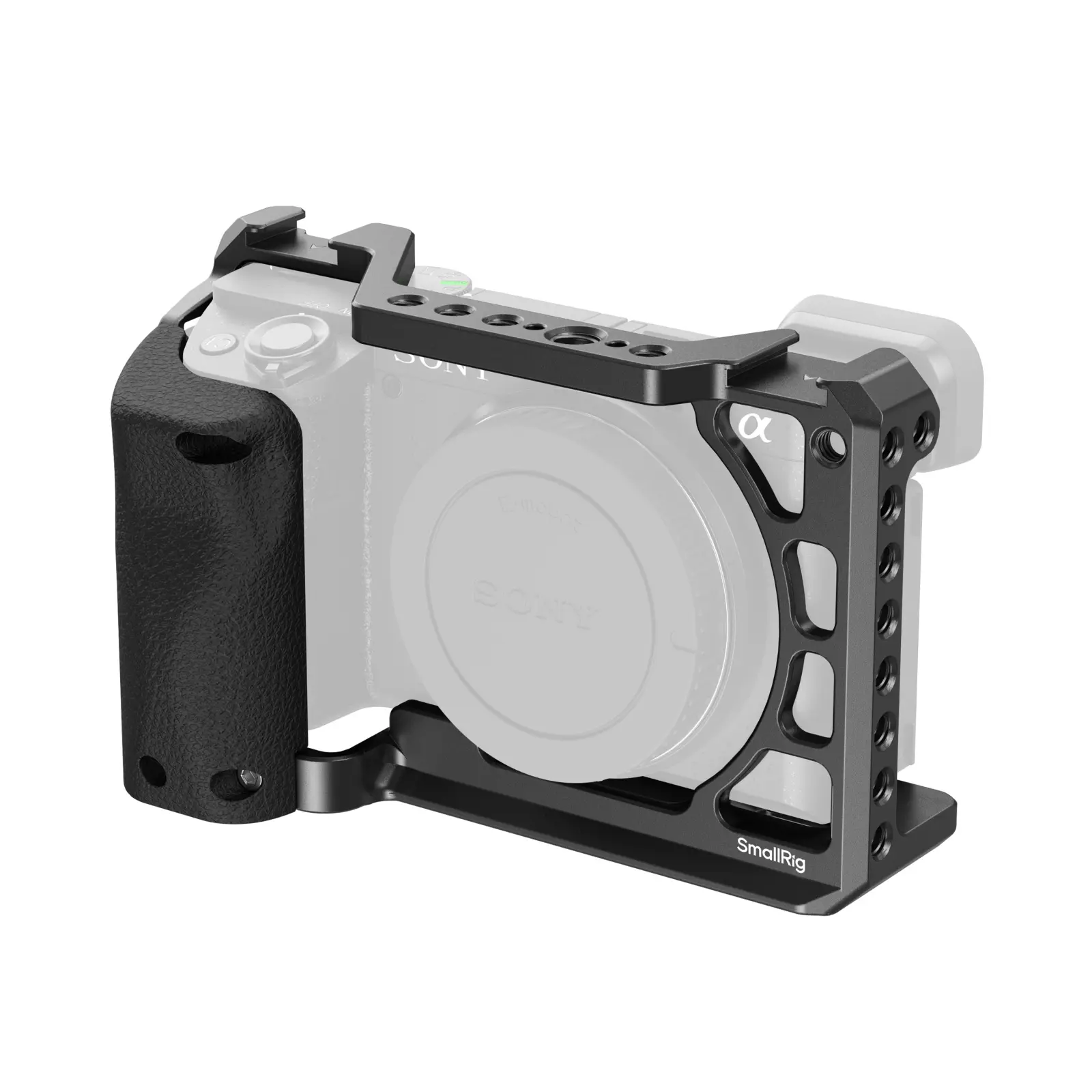 SmallRig Aluminium Camera Cage (3164B) with Silicone Handle, Cold Shoe, Magnetic Feature, Handheld Design, Tripod Compatibility, Arca Swiss Mount, Multiple Holes & Includes Wrench - Sony a6100/a6300/a6400 Protection Accessory, Accessories, Silicone Grip