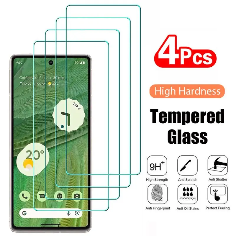 4PCS Tempered Glass for Google Pixel 9 10 8 Pro 9A 8A 7 7A 6 6A 5 4A 4 XL 3 Protective Transparent Screen Protector Film Glass
