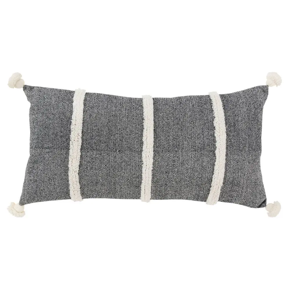 14"x26" Oversized Striped Poly Filled Lumbar Throw Pillow Black - Rizzy Home 14"x26" Oversized Striped Poly Filled Lumbar Throw Pillow Black - Rizzy Home