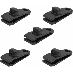 Windproof Tent Clips for Camping, Heavy Duty Tarp Clips with Anti-Slip Teeth, No Damage Adjustable Rope Clamps for Outdoor Canopy, Rainfly, Camping Gear Accessories (5-Pack)