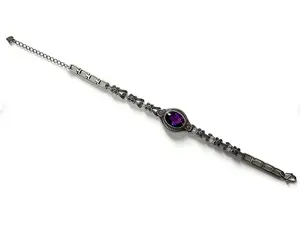 925 Sterling Silver Natural Amethyst Bracelet
