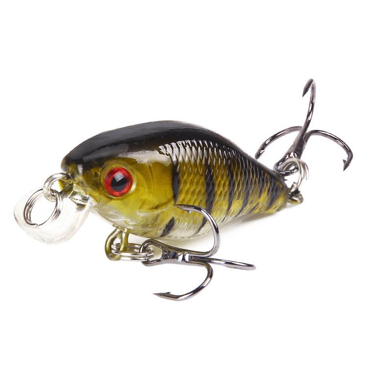 「SW」 5-Pack Mini Crankbaits - 1.57inch/4.6g Realistic Wobbling Lures with Treble Hooks, 5 Vibrant Colors for Bass & Trout