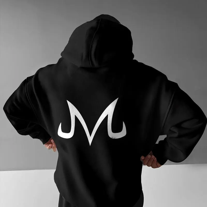 Simple Letter Anime Print Double-Sided Hoodie, Dragon Ball Anime Majin Buu Printed Hoodie, Gift For Anime Lovers