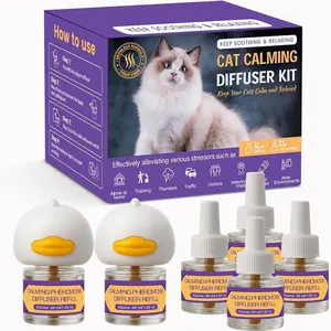Cat Calming Pheromone Diffuser Kit – 2 Plug-Ins & 4 Refills (48ml), Cat Anxiety & Stress Relief, Multi Cat Calming Diffuser Reduces Fighting Spraying Scratching & Aggression, Drug-Free for All Cats