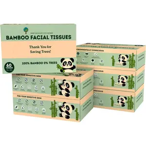 Facial Tissue Paper - 4 Ply Tissue Flat Box, Lint-Free, , Septic-Safe, Unscented, 60 Sheets per Box, 6 Pack, Total 360 Tissues