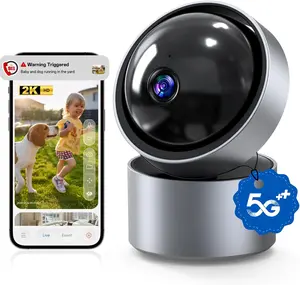 Smart Home Security Camera with Emotion Tracking & Color Night Vision - 2K Full HD, Two-Way Talk, 2.4GHz/5GHz Wi-Fi,360° Pan/Tilt, Baby/Pet Monitor, Plug-in, Wi-Fi App Control
