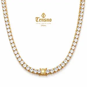 Urn your outfit into a statement  Luxury Gold Tennis Chain Necklace with Precision Inlay Craft – Iced Out Shine Look Hip Hop Street Jewelry for Instant Drip Upgrade, Streetwear Styling, Night Out & Everyday Flex
