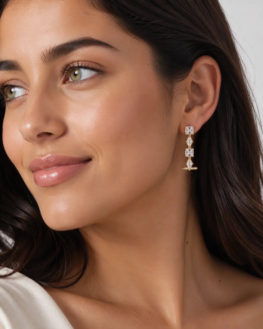 Geometric Crystal Ear Jacket Earring