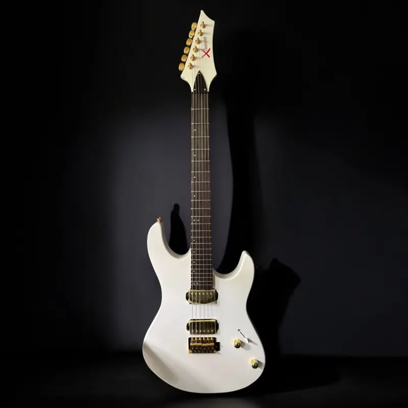SnowStike Electric Guitar - White Body with Gold Hardware Musical Instrument
