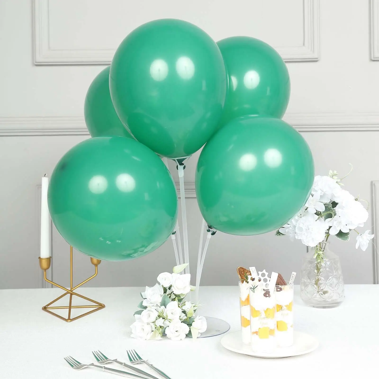 12 in Matte Pastel Hunter Emerald Green Helium/Air Latex Party Balloons, 25-Pack Decorations Supplies for Balloon Garland, Party Decor, Hanging Decor, Room Accessories