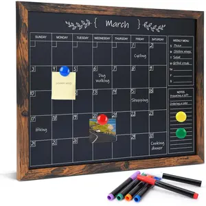 Chalkboard Calendar for Wall,13" x 17",Small Rustic Framed  Chalkboard for  Kitchen Office School