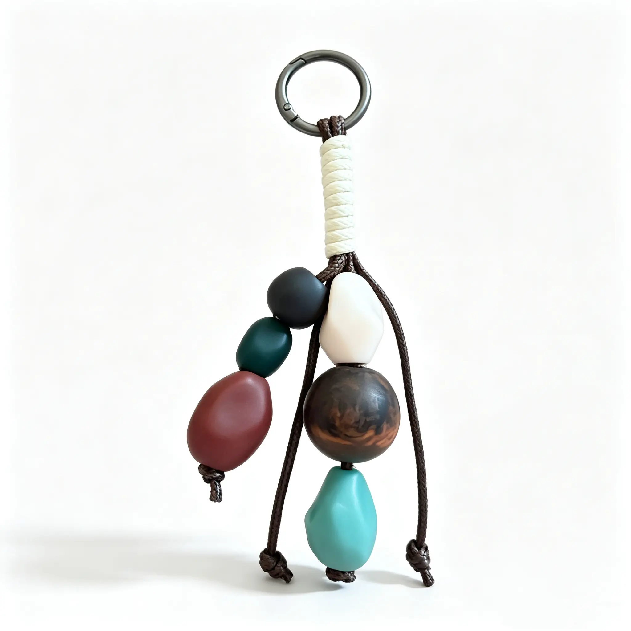 Multicolor Beaded Keychain with Wrapped Cord