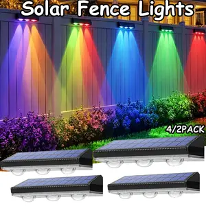 RGB Solar Wall Fence Lights,Synchronously Change Color,Solar Step Lights,Bright Wall Lights,Outdoor Waterproof,Solar Powered Patiio Decor for Wall, Rain,Porch,Backyard,Gaeden.Perfect for holiday decorations fallfreshness