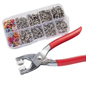 Buckle & Pliers Set, Includes 50 Pcs Invisible Colored Metal Buckles & 1 Manual Pressure Pliers, Household Sewing Accessories Sewing Kit for DIY Handicraft Clothing & Hats, Sewing Tools