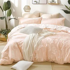 Pink Queen Comforter Set - Queen Size Comforter Set, 3 Pieces Cute Floral Bedding Sets for All,1 Soft Reversible Botanical Flowers Comforter and 2 Pillow Shams
