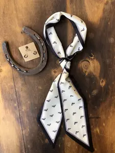 " Cowgirl " Silky Scarf ( Black / White )