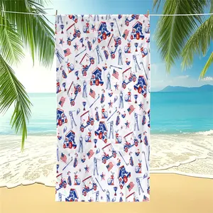 Patriotic Golf Pattern Beach Towel, American Flag Golf Cart Print Pool Towel, Soft Microfiber Camping Towel, Golf Course Towels, Quick-Dry Bath Towel Blanket for Beach, Pool & Golf Course - Lightweight, Absorbent & Sand-Free Towel