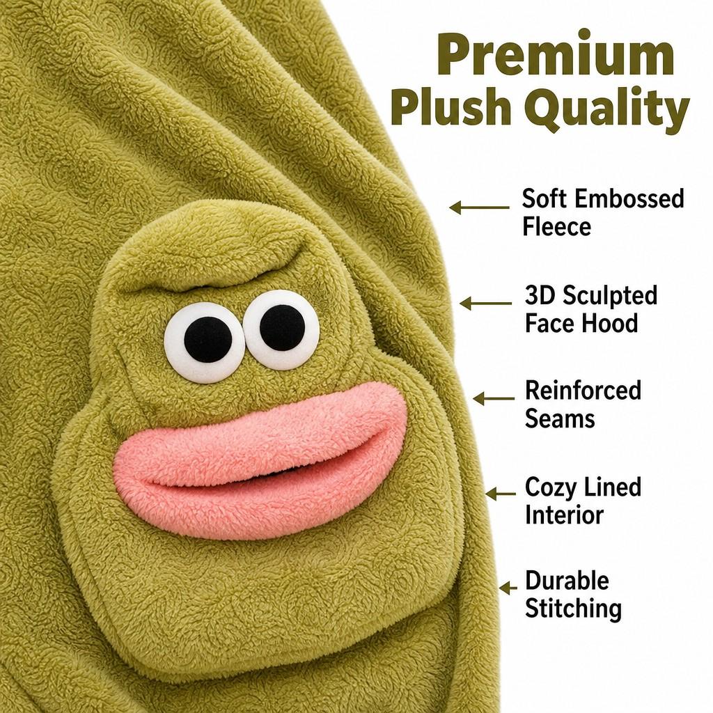 big mouth monster onesie cursed comfort fluffy loungewear for women men oversized one size, high-density upgraded plush costume, full accessory kit includes comb & monster foot covers, unique whimsical gift for halloween cosplay home leisure