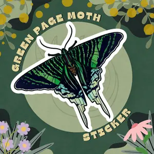Green Page Moth Glossy Sticker