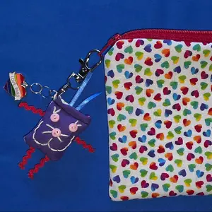 Flea to be Me zippered pouch 5" x 7" by Skrapkatz; LGBTQ Pride; zippered pouch with detachable SkrapKatz Flea and Love Wins zipper charms