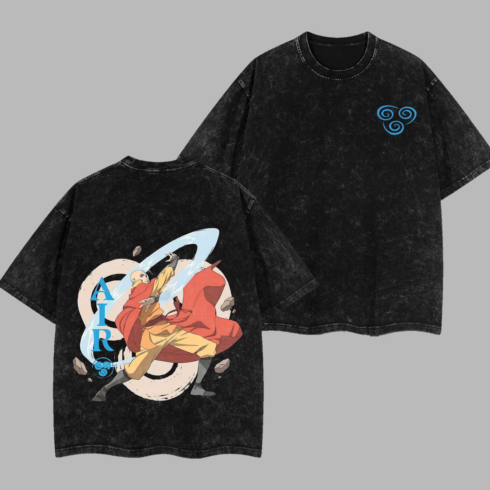 Avatar Team Teen and Adult Avatar Aang The last Air Bender Hero Anime Retro Unisex Acid Washed T-Shirt, Anime Manga Cotton T-Shirt, Avatar 2026 Shirt, Anime Manga Merch, Alternative Streetwear Essential for Anime Lovers