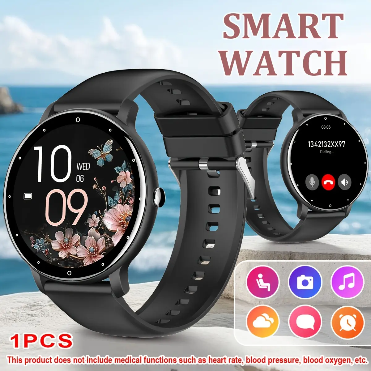 2026 Smart Sports Watch for Smartphone - Wireless Calling, Wireless Connectivity, Multiple Sports Modes, Music Control, Sedentary Reminder, Customizable Watch Face, Rechargeable Multi-Functional Wearable Compatible with iPhone & Android