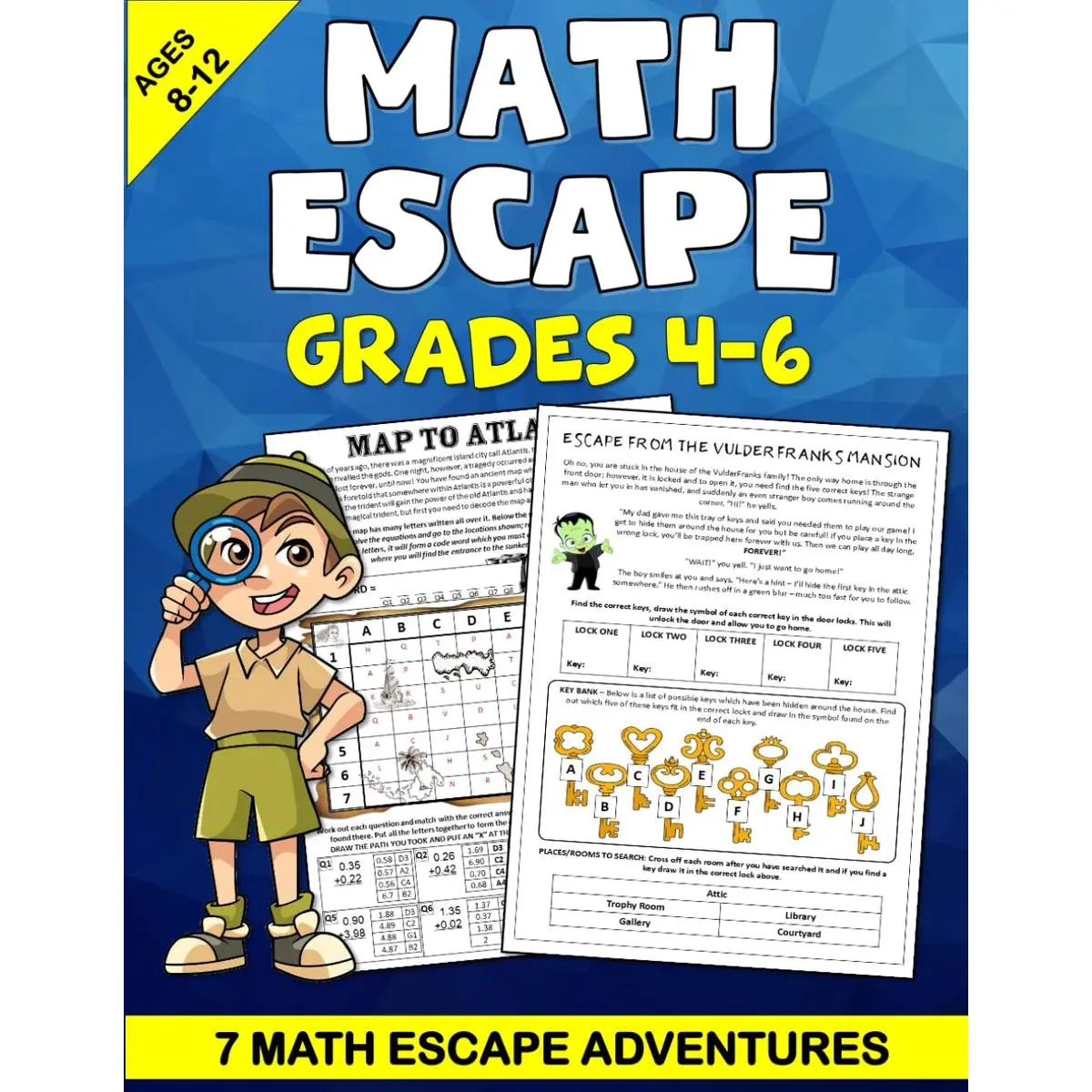 Math Escape Rooms for Kids Grades 4-6: Math puzzle books for kids, fun math workbook for kids 8-12, a fun multiplication workbook with math puzzles for kids aged 9-12, logic and math puzzles Paperback – January 28, 2025
