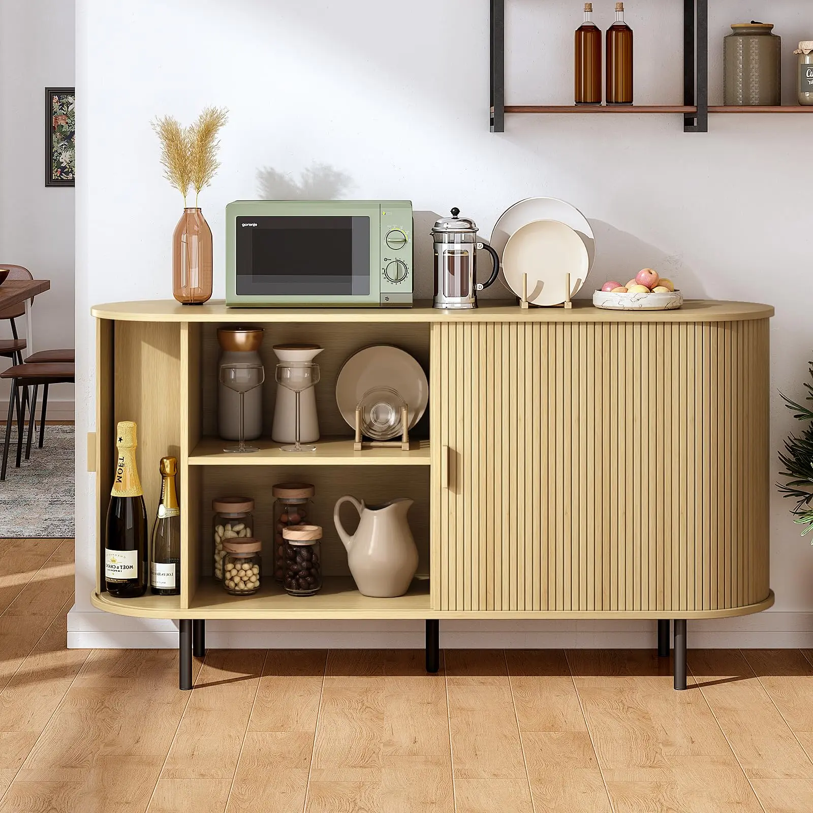 【SummerFinds】ONBRILL 40/48/55/63" Sideboard Buffet Cabinet with Storage, Storage Cabinet with Sliding Door & Adjustable Shelf, Modern Accent Coffee Bar Console Table, Kitchen Furniture, Entryway Furniture, Stylish Furniture SummerFinds