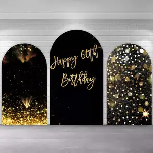 Gold Adult Party Arch Covers Stretchy Backdrop, Suitable for Glitter Men Women 30th 40th 50th 60th Birthday Party, Chiara Wall Photography Backdrop