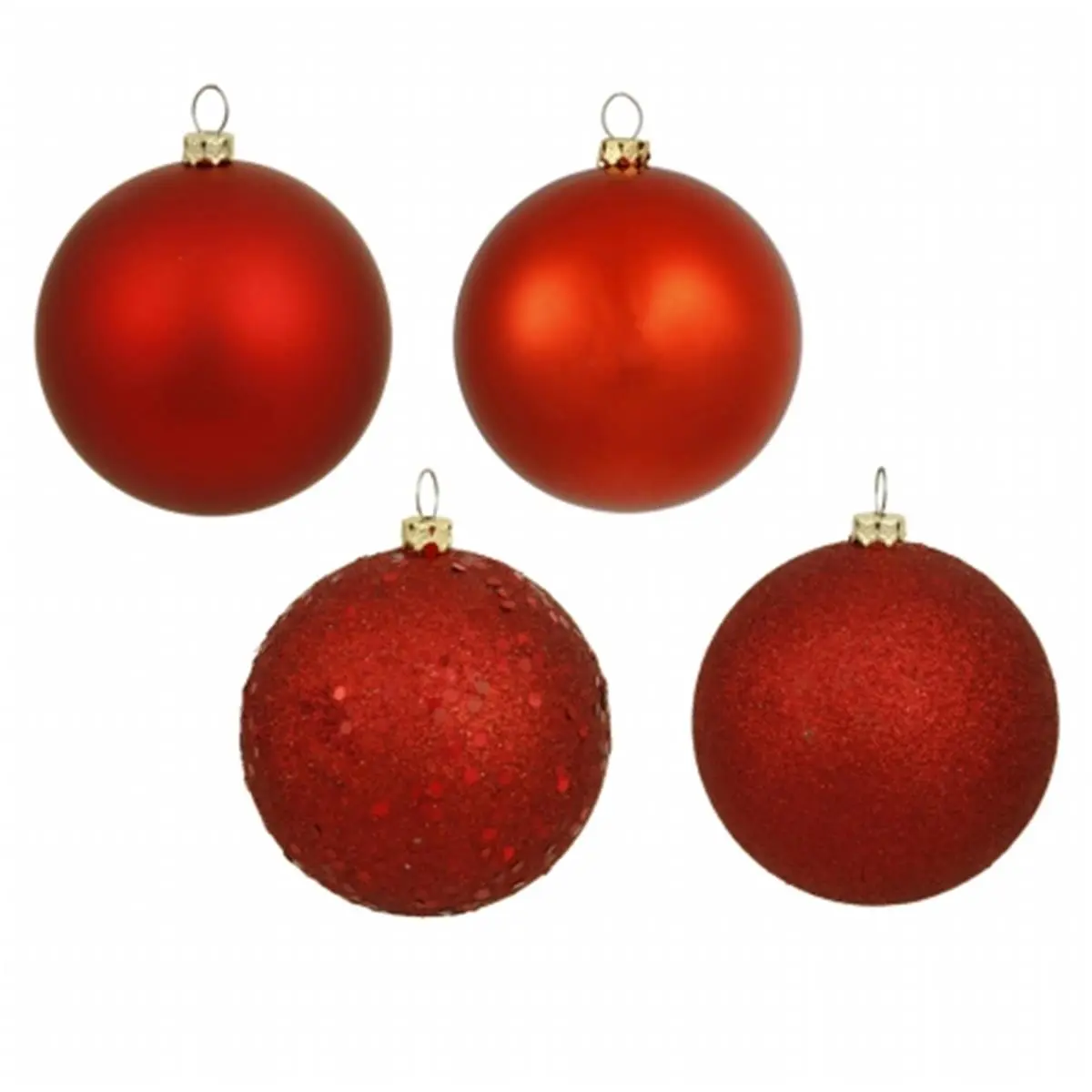 Vickerman 2.4 in. Round Seamless Shatterproof Red Plastic Traditional Christmas Ornaments - 4-Finish Assortment, 24 Boxes, Holiday Festive Tree Decoration, Gifts for Home Festive Decor