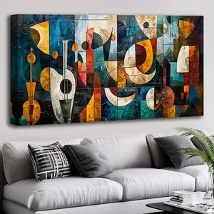 Picasso style abstract wall art decoration, modern art decoration geometric fashion paintings, installed on cedar framed canvas - interior wall decoration, suitable for living rooms, bedrooms, home offices, kitchens, and dining rooms.