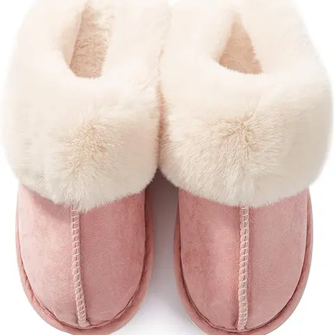 Women's Plush Faux Fur Open-Toe Slide House Slippers - Trendy Casual, Quick Slip-On, Non-Slip Platform Sole, Warm Fleece, Moccasin Style, Indoor Home Footwear, US 10.5-11.5 Winter Gifts, Shoes for Women
