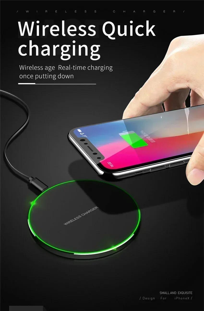 LED Light Wireless Charger Pad Universal Compatibility Fast Charging Station