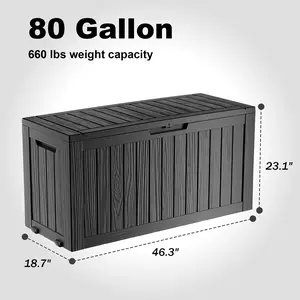 EASY UP 80 Gallon Resin Deck Box, Lockable Patio Outdoor Storage Box for Furniture, Garden Tools and Tools Storage, Waterproof Outside Storage Boxes