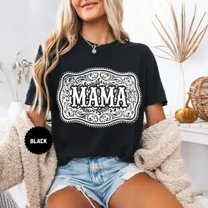 Western Mama Graphic TShirt Trendy Cowgirl Rodeo Casual Country Western Style Top for Women