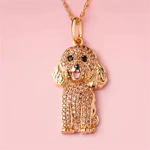 Poodle Dog Pendant Stainless Steel Necklace Elegant Pet Puppy Jewelry Animal Accessories Dog Lovers Gift
