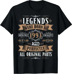 Legends Born In 1993 32Nd Birthday 32 Years Old Bday Men T-Shirt