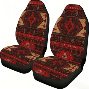 Bohemian style geometric car seat cover set of 2 pieces, specially designed for the front seats, with a high backrest, made of polyester, compatible with sedans, SUVs and trucks. Perfect for Christmas Eve and Halloween. Car Seat Protectors