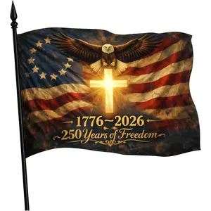 America 250 Flag 3x5 Ft – 1776-2026 USA 250th Anniversary American Flag, Polyester Patriotic Flag with Brass Grommets for Outdoor House Yard Porch, We The People America 250 Banner