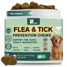 150ct-Petrivium Dog Flea & Tick Support Soft Chews - Natural Pesticide-Free Vitamin Supplement with Rosemary Repel, Chicken Flavor, Suitable for Puppies & All Breeds/Sizes