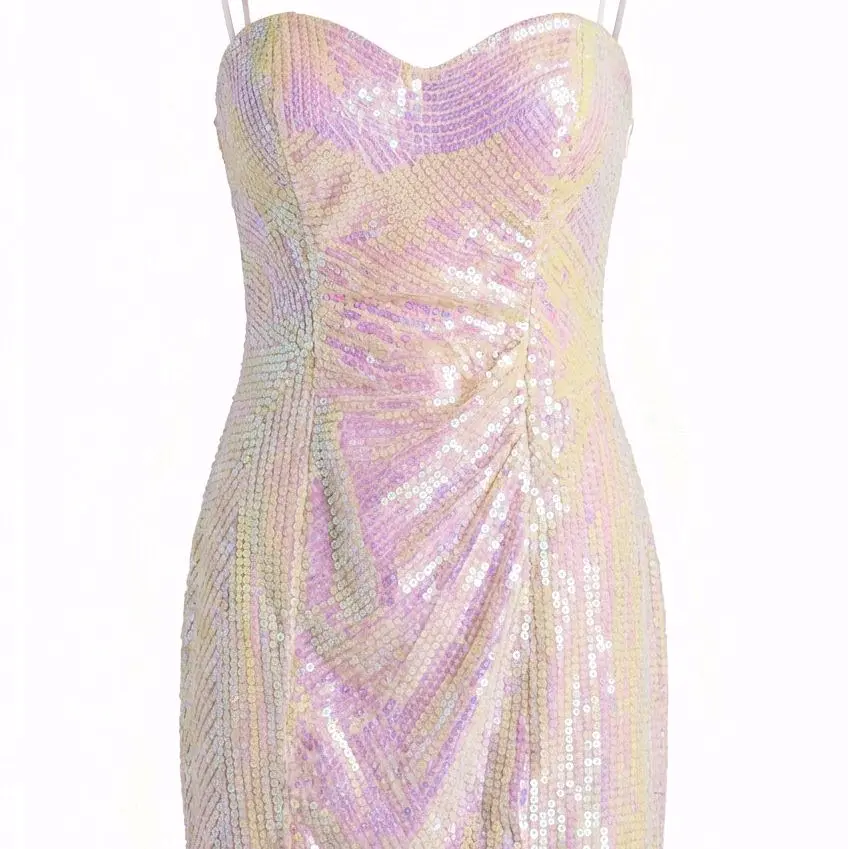 Flirt by Maggie Sottero Pink Nude Sequin Mini Dress - NWT Size 12