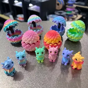 6pcs 3D-Printed Little Dragon Eggs, 4.5cm Height, Rainbow Candy-Colored, Easter Holiday Decorations, Cottage Displays, Festive Gifts, Decorative Ornaments