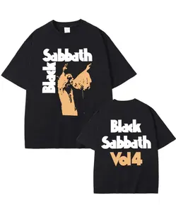 Black Sabbath Ozzy Osbourne Vol 4 Album Graphic T-shirts Retro Rock Style Tee, CasualShort Sleeve Streetwear Top