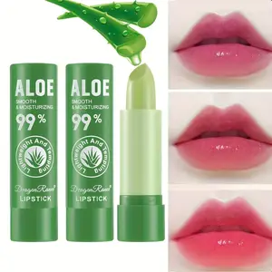 2PCSAloe Vera Lip Balm, Moisturizing Hydrating Moisturizer Waterproof Anti-dryness Lip Lotion, Temperature-sensitive Color-changing Lipstick, Gloss