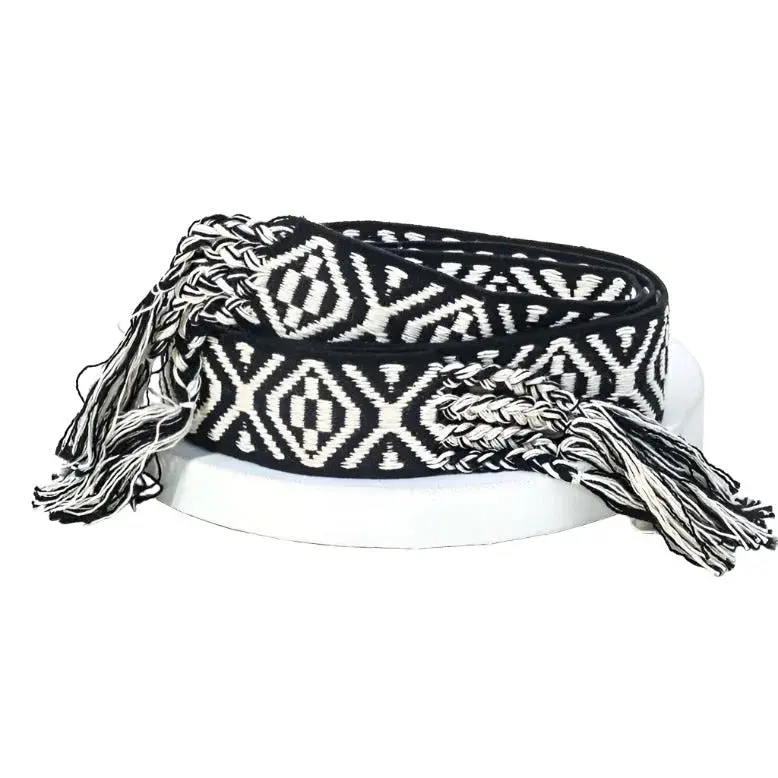 Unisex 60-In Casual Boho Braided Stripe-Pattern Cinch Belt, Fashion Clothing Accessory with Multiple Colors