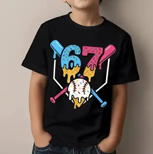 Boys 67 Ice Cream Didi Didi Baseball Youth T-Shirt, Baseball Ice Cream Shirt, Funny Baseball Tee, Viral 67 Trend Top, Meme Shirt, Trending tee, Youth Clothing, Gift For Son And Daughter, Available In Sizes XS–XL